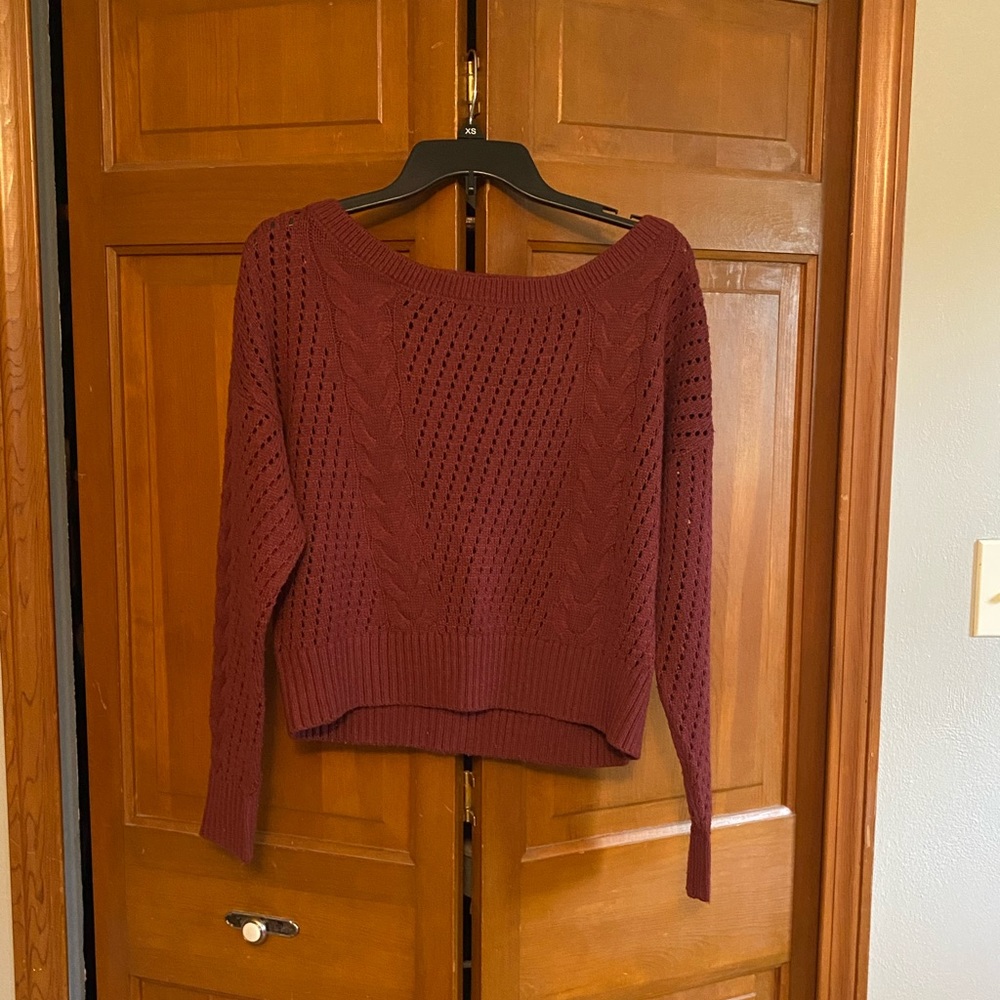 Garage Cropped Maroon Slouchy Sweater